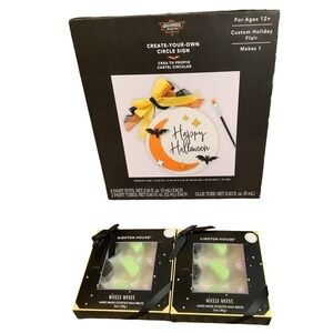 Wicked Woods Wax Melts Bundle (2) & Happy Halloween Circle Sign Kit. New in Box